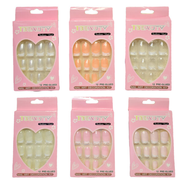 Tip para uñas Tbeauty caja rosada en forma de corazón 12PCS