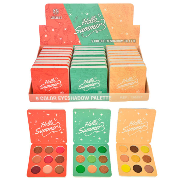 Sombra para ojos de 9 colores Hello Summer Lucky Lily empaque tropical