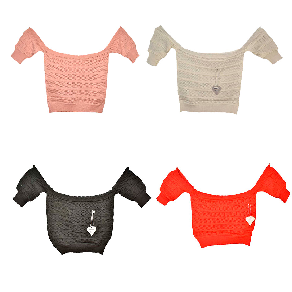 Blusa crop top hombros descubiertos manga corta marca Best Quality