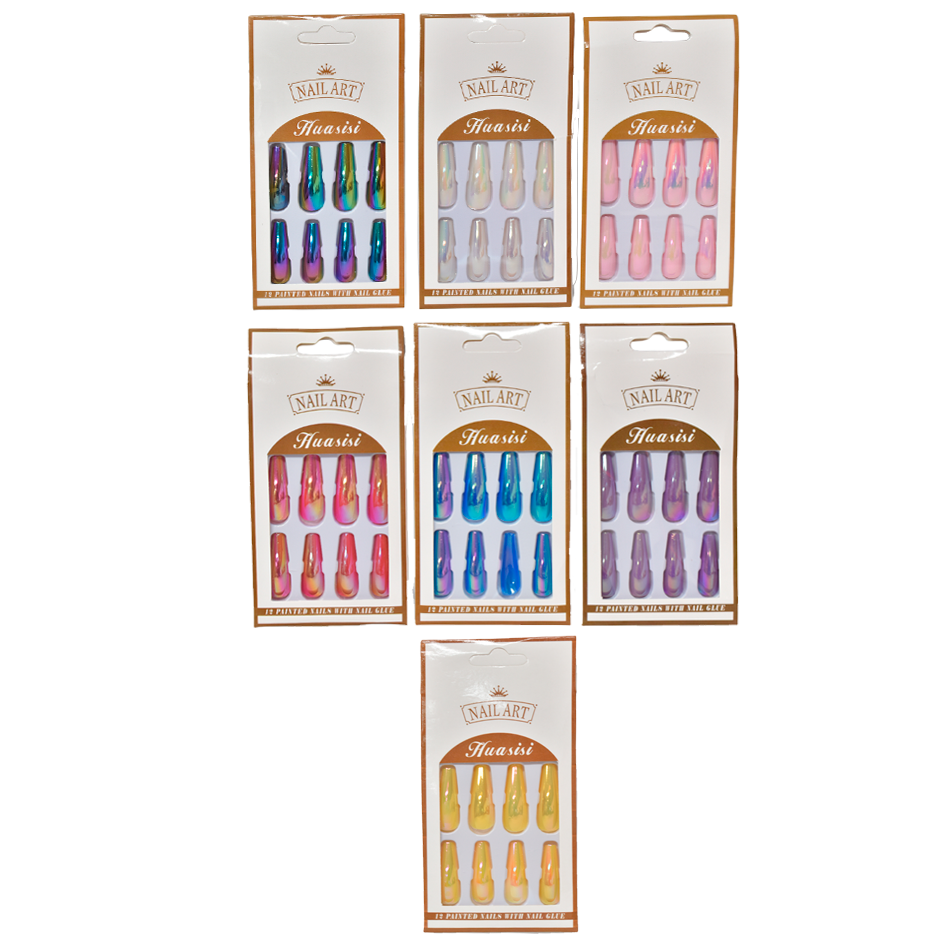 Set de uñas Nail art Huasisi caja blanca con dorado