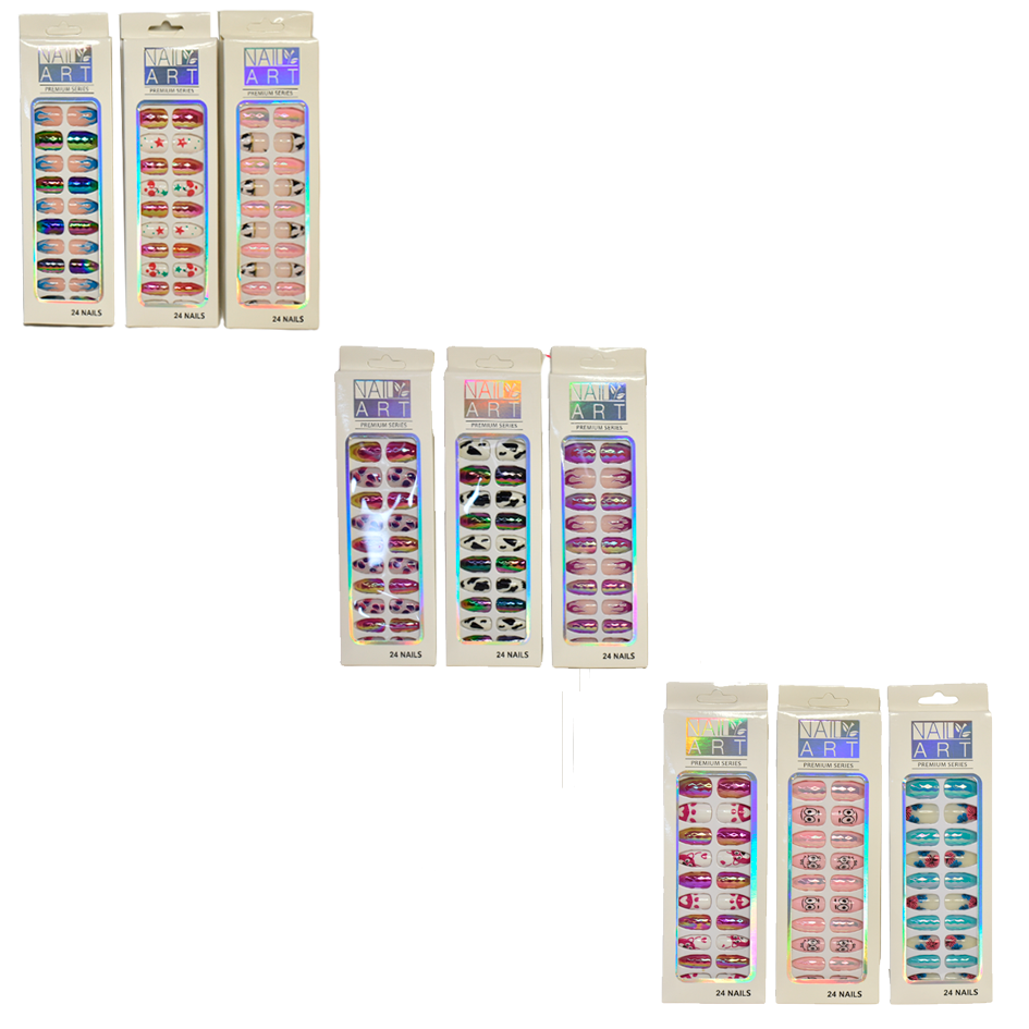 Set de uñas 24 unidades NAIL ART premium series empaque blanco surtido - Imagen 2