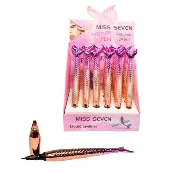 Delineadores de ojos color negro en diseño cola de sirena palo rosa Miss Seven
