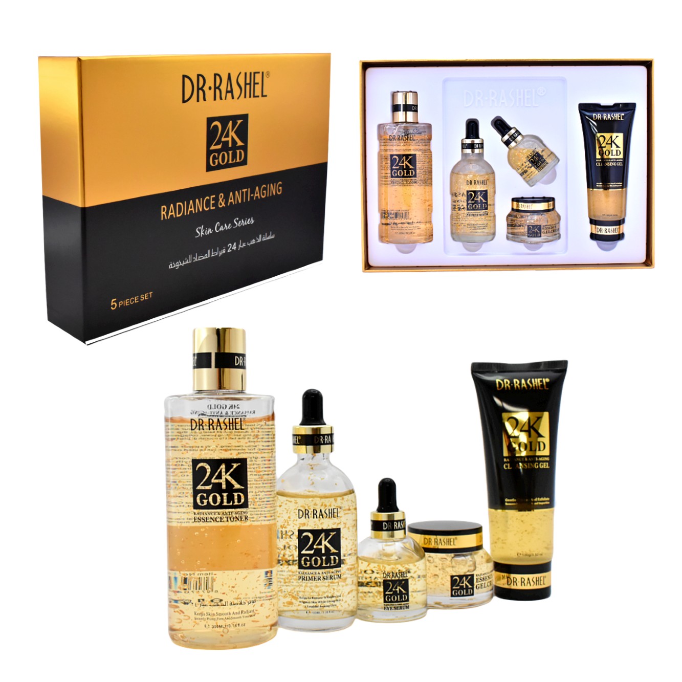 Kit de limpieza facial antiedad 24k Gold DR Rashel 5u.