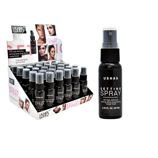 Fijador de maquillaje Ushas Setting Spray 30 ML caja plateada