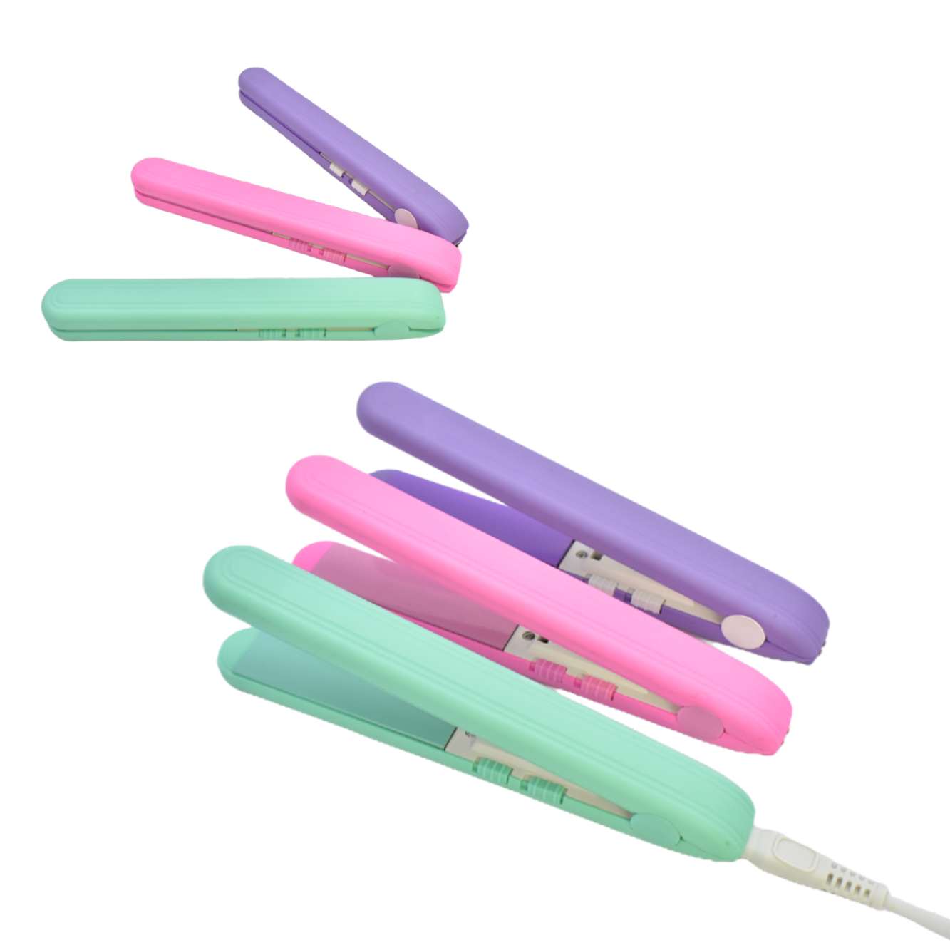 Mini plancha con caja protectora transparente en colores pastel