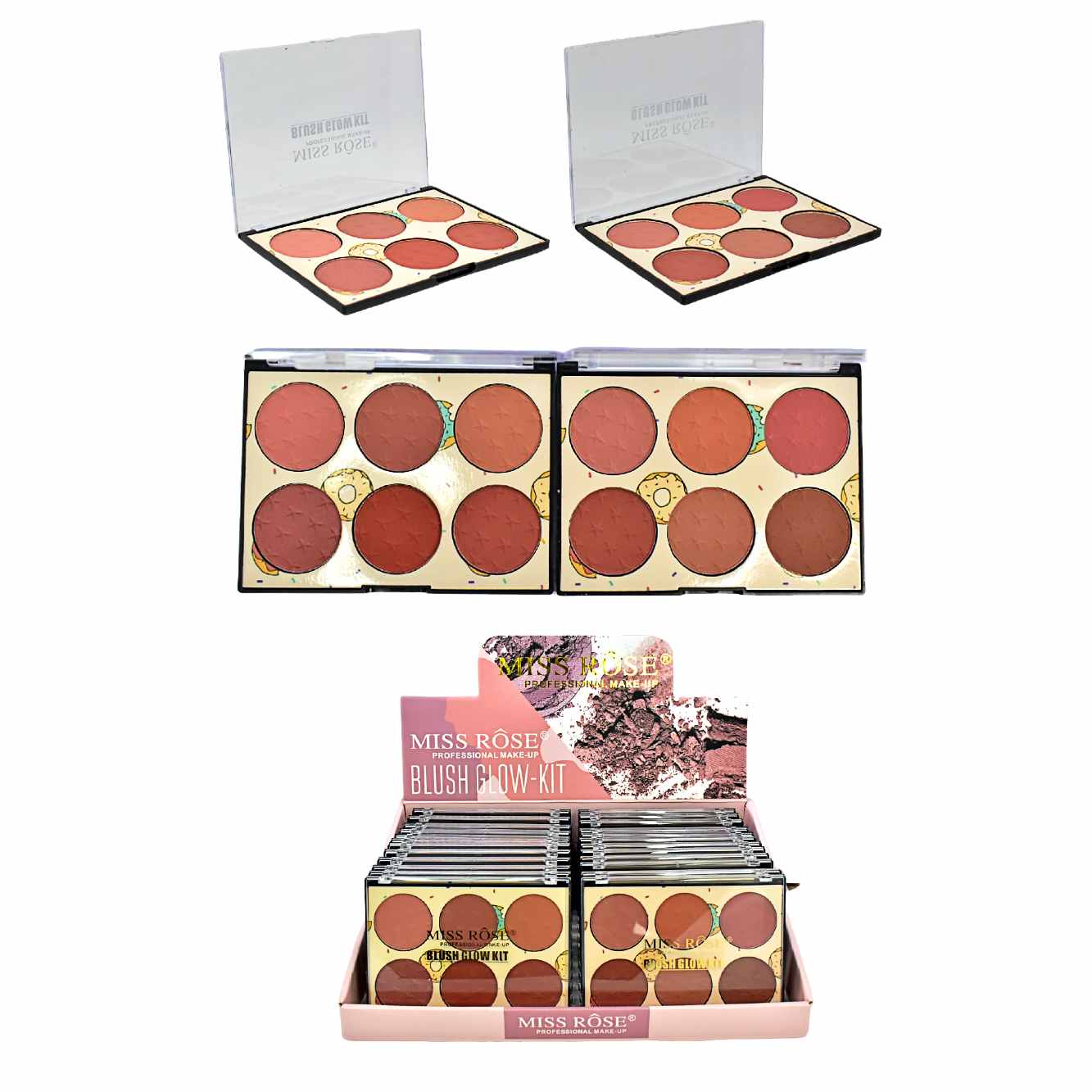 Paleta de 6 tonos de rubor Miss Rose Profesional Blush Glow