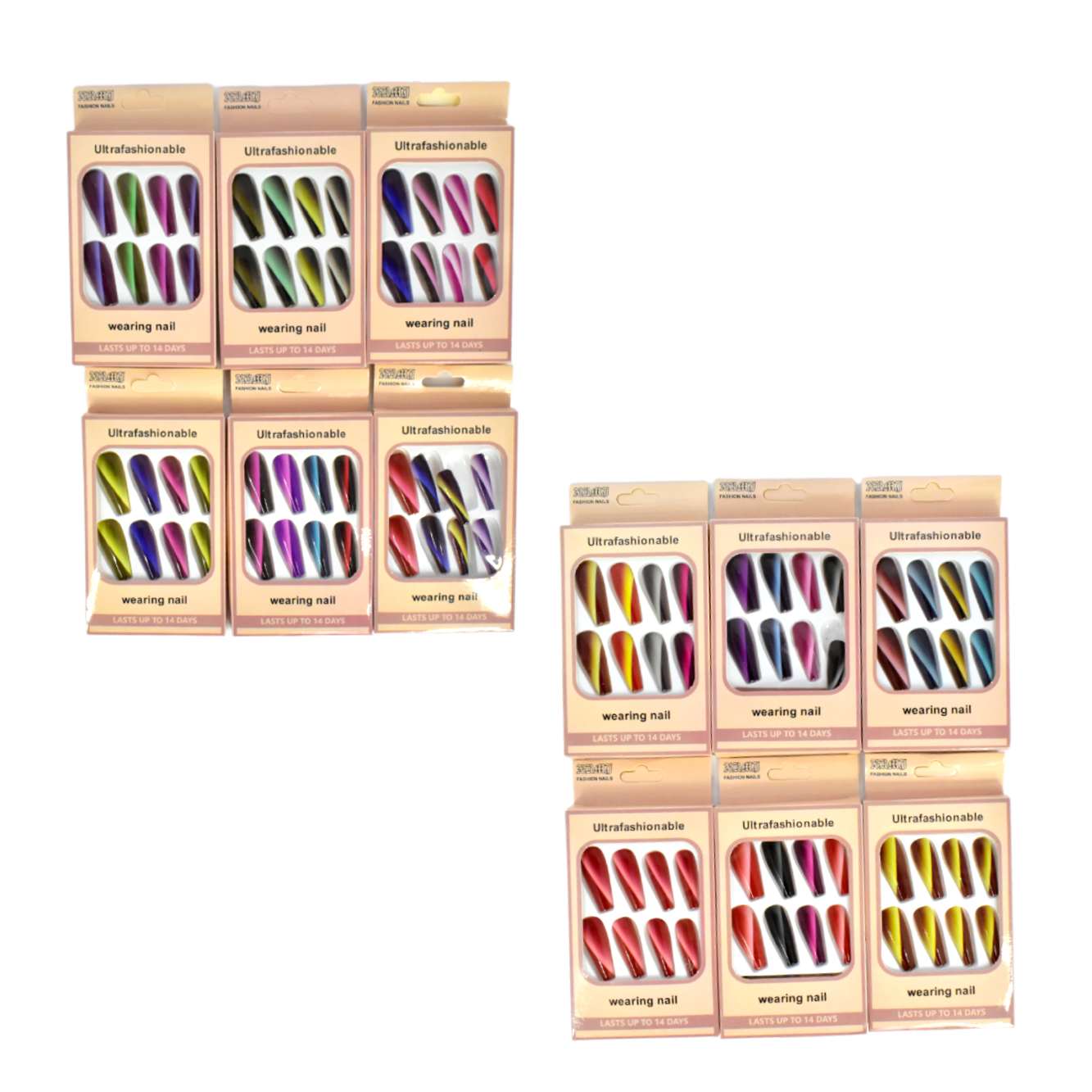 Uñas press on con efecto bicolor Ultrafashionable Wear Nail