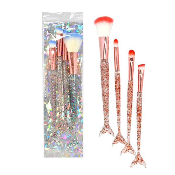 Brocha para rostro cola de sirena Glitter 4 unidades