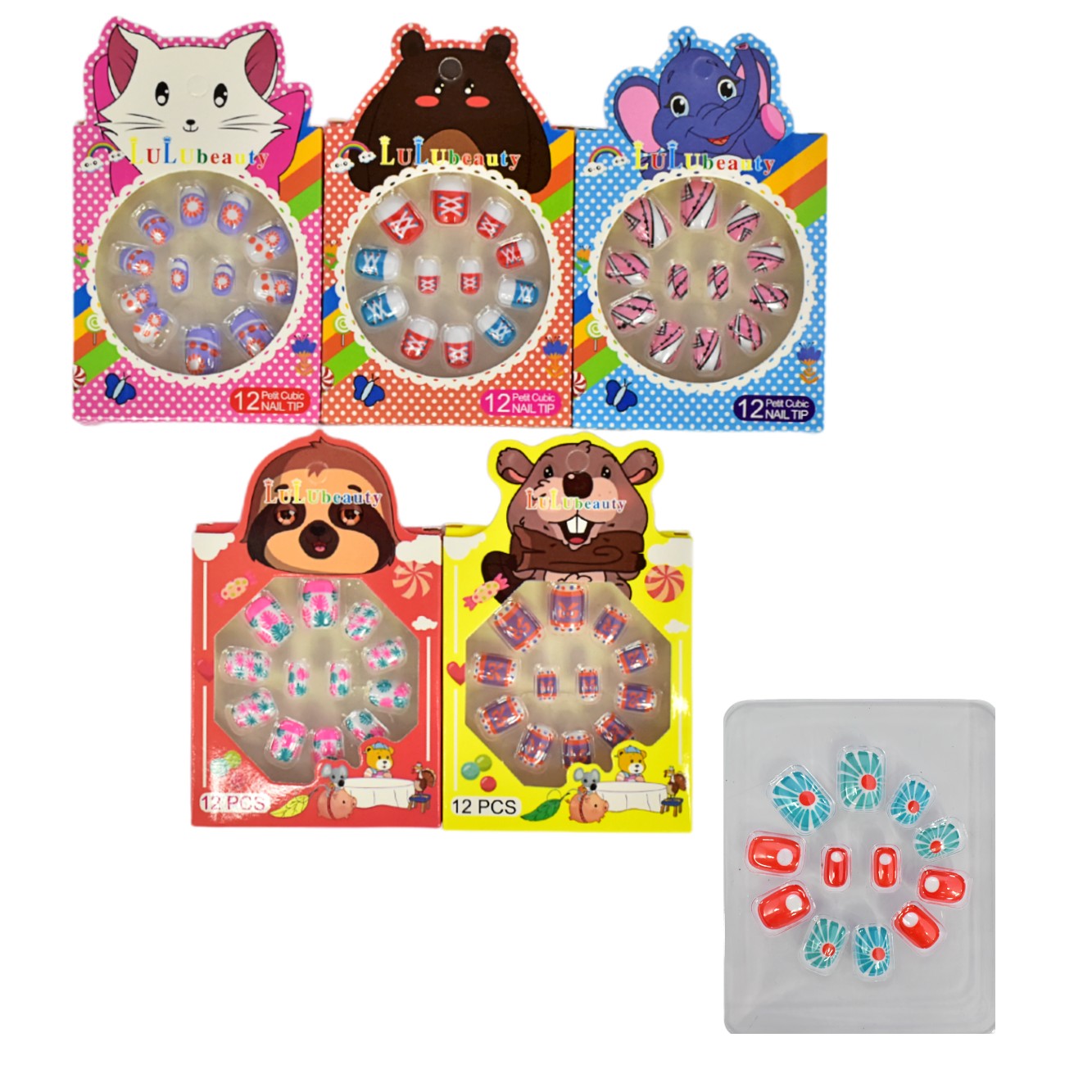 Uñas artificiales para niñas Lulu Beauty en diseños surtidos