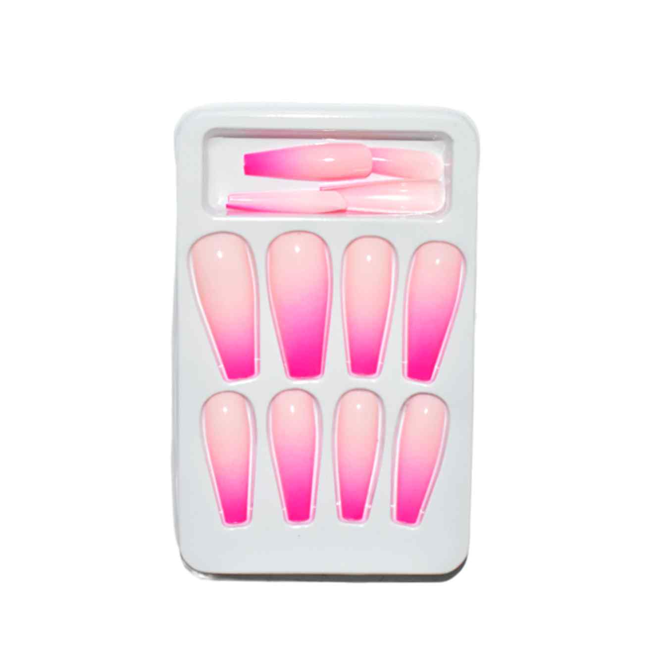 Uñas Press on bicolor difuminado con rosado Nails 12pcs Xucaibeauty - Imagen 2