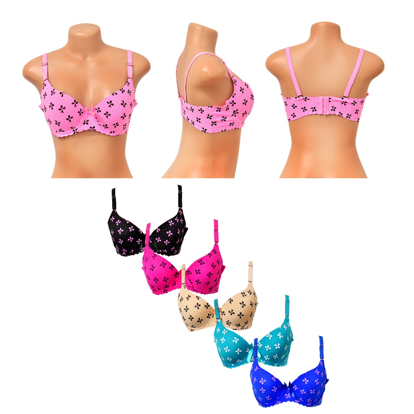 Brasier con estampado de moña y puntos Amsa