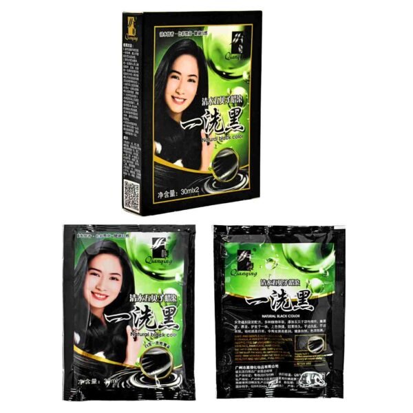 Tinte en Shampoo color negro Natural y brillante QIANYING