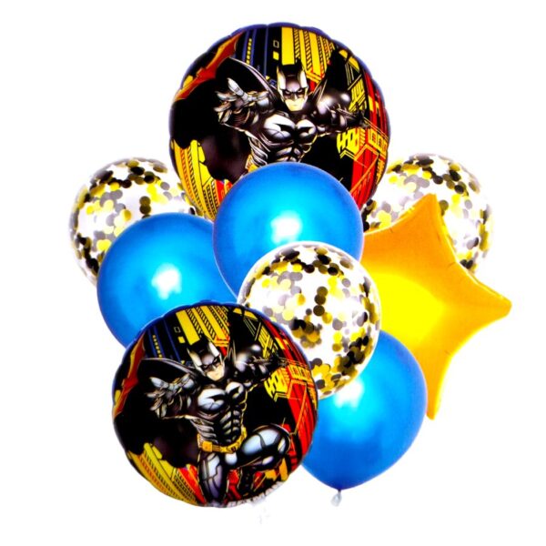 Set de 9 globos metálicos en presentación de Batman