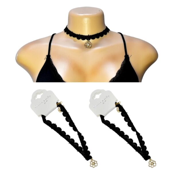 Choker de encaje con dije de flor Fashion Jewelry