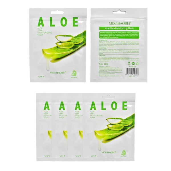 Mascarilla facial con extracto de Aloe Vera empaque blanco Mol`ibaobei