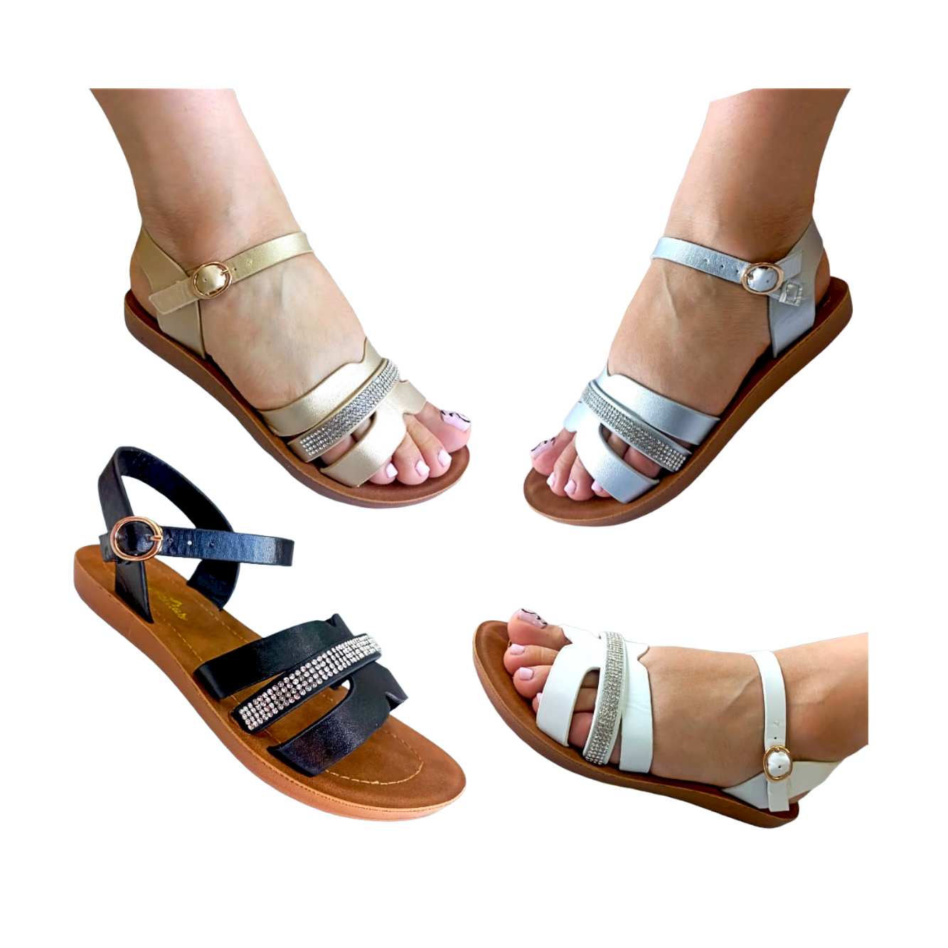 Sandalia Engreídas con estilo romana brillante - Imagen 2