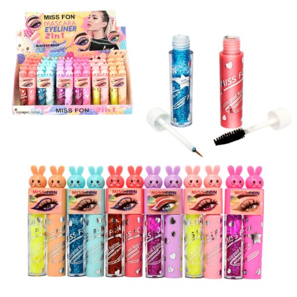 Kit de mascara y delineador con glitter Miss Fon