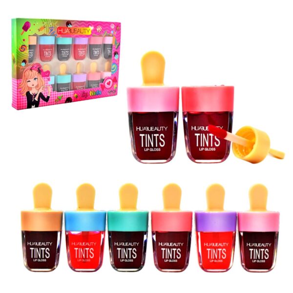 Tintas para labios en diseño paleta de helado Huabueauty