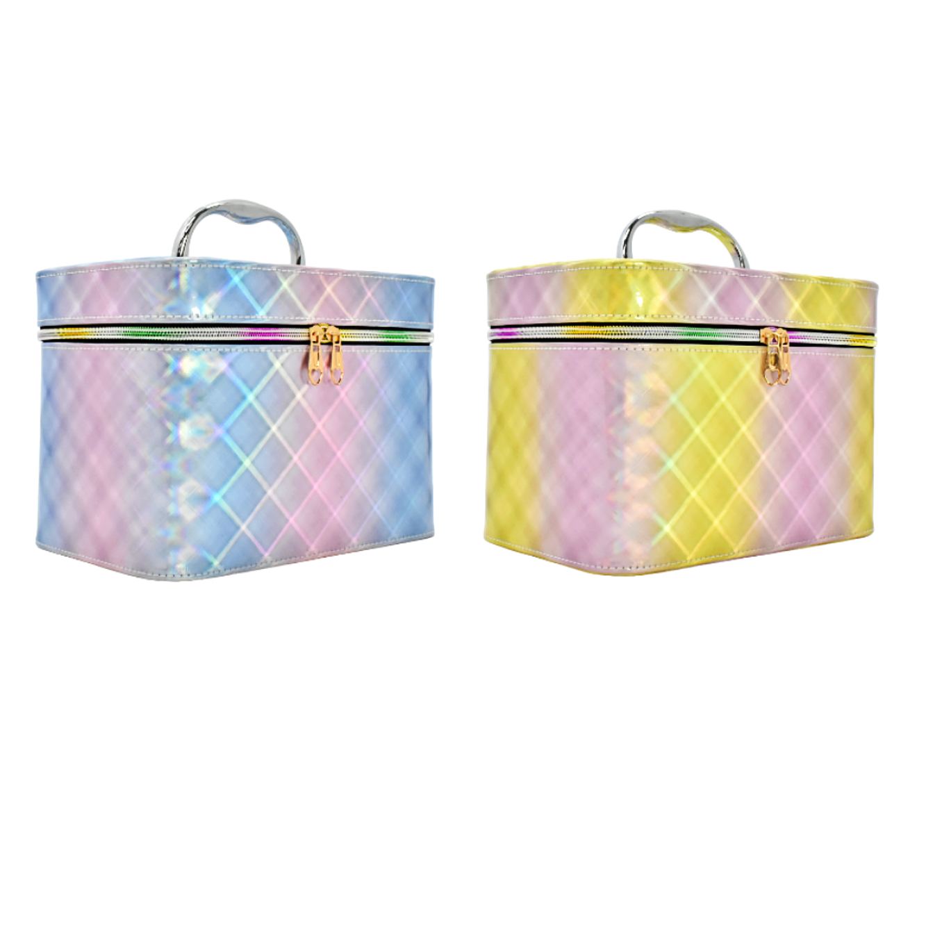 Set de 3 cosmetiqueras diseño holográfico de rombo - Imagen 2