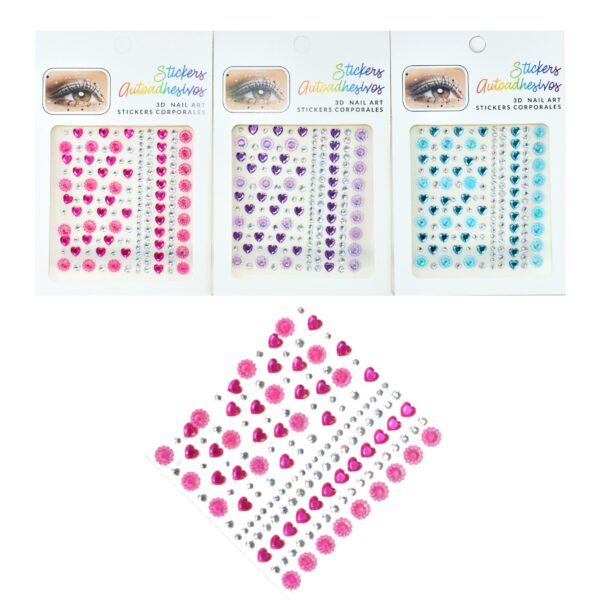 Sticker corporales autoadhesivos corazones y flores 3D Nail Art