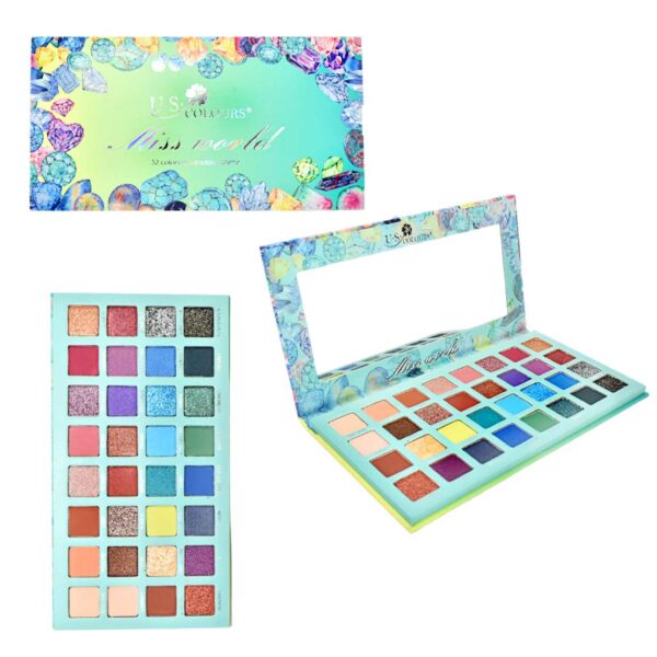 Paleta de sombra para rostro Miss World paleta de 32 colores U.S colours