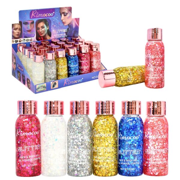 Glitter en gel para rostro y cuerpo Rimocoo 50ml