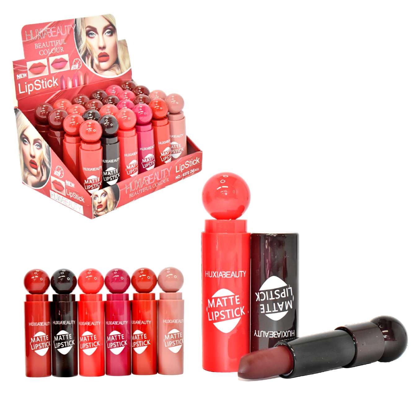 Labial en barra de larga duracion tapa redonda HuxiaBeauty