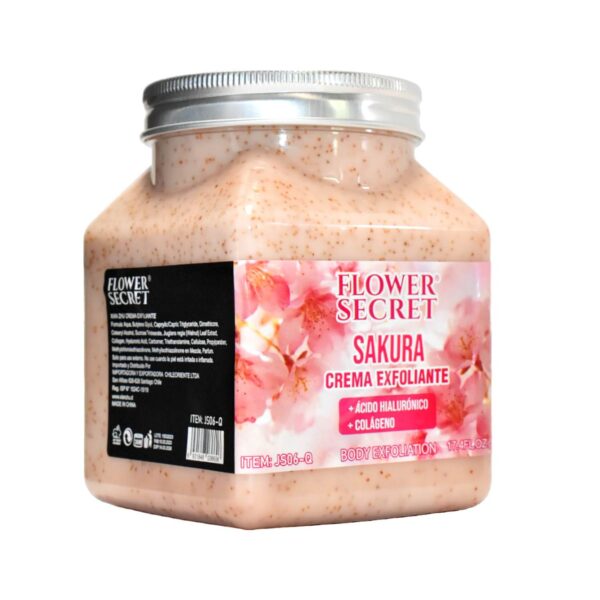 Exfoliante En Tarro Flower Secret Sakura De Colágeno Y ácido Hialurónico 500Ml