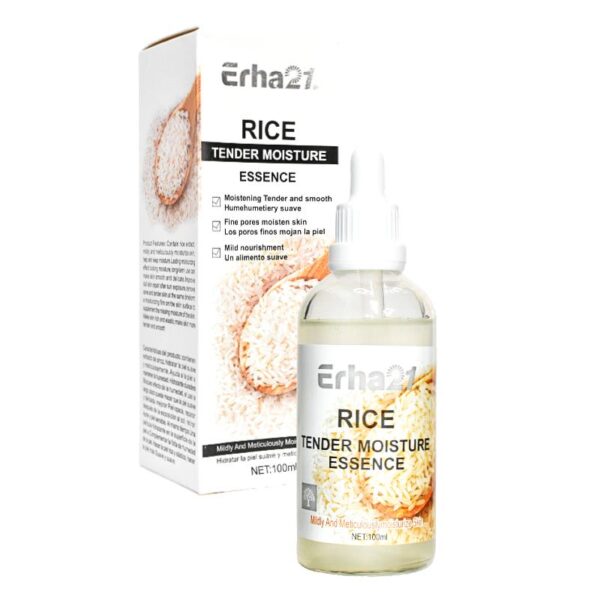Suero Hidratante y Aclarante De Arroz Erha21 En Presentacion de Caja Blanca 100Ml