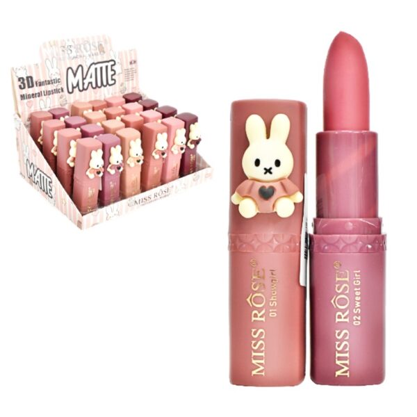 Labial En Barra Matte Miss Rose Presentacion De Conejo 3D