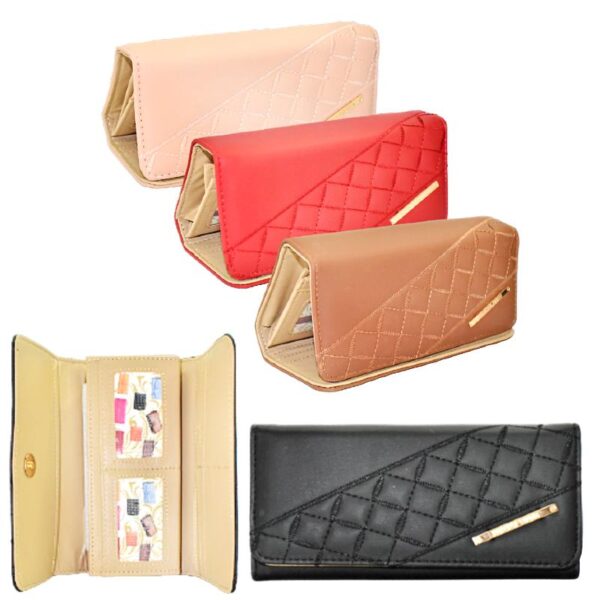 Billetera Rectangular Con Estampado Cruzado