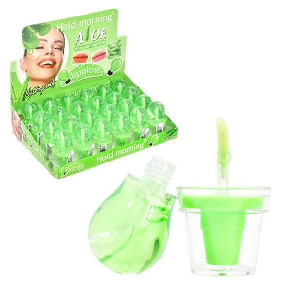 Brillo Labial De Aloe Vera Hold Morning Presentacion Verde