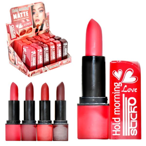 Labial Matte Hold Morning Con Corazon En La Tapa