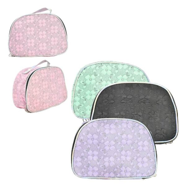 Cosmetiquera Forma Ovalada Con Estampado De Flores