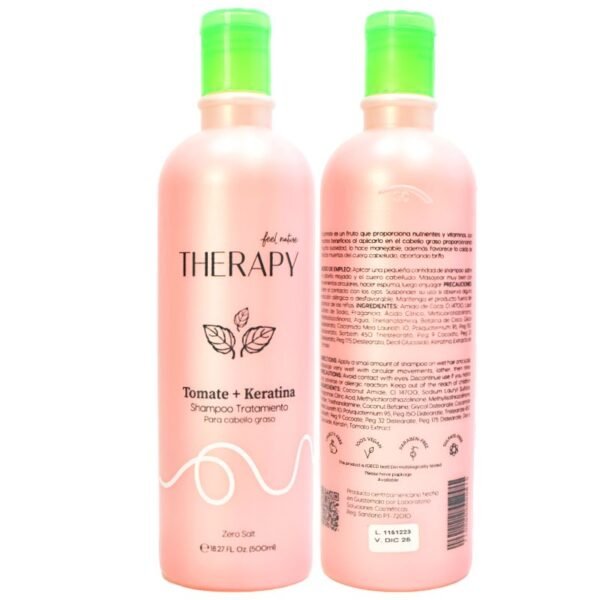 Shampoo Therapy Con Extracto De Tomate Y Keratina Para Cabello Graso