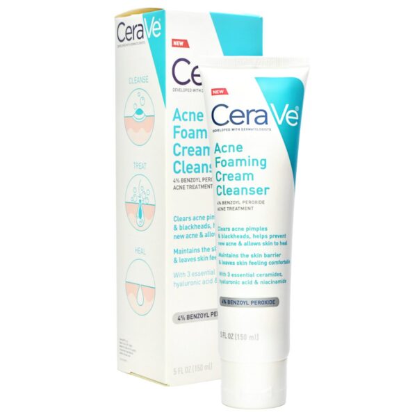 Crema limpiadora para acné con PEROXIDO DE BENZOILO al 4% CERAVE 150ml