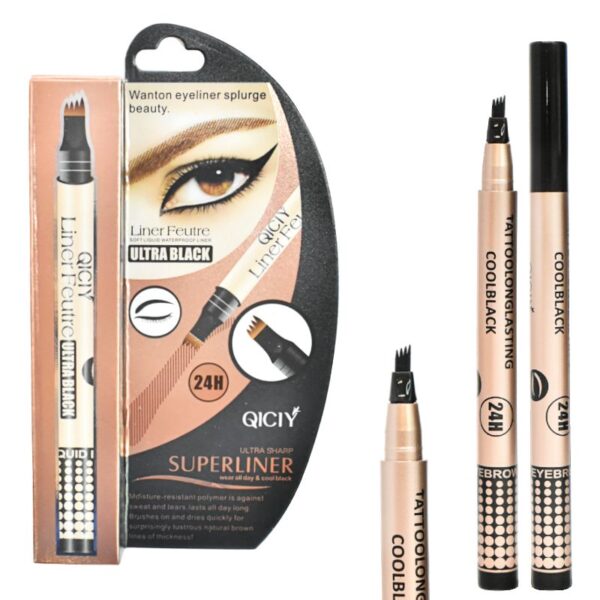 Delineador Para Cejas Qiciy Ultra Black Cepillo Difuminador