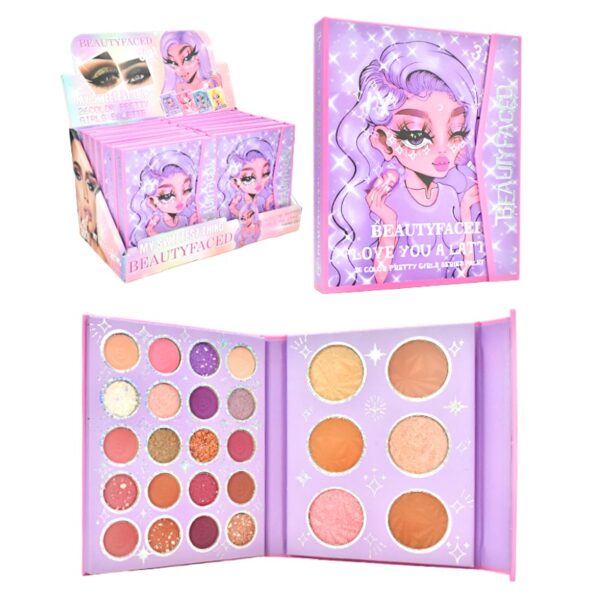 Sombras Beauty Faced  26 Colores Presentacion De Libreta Rosa Y Lila