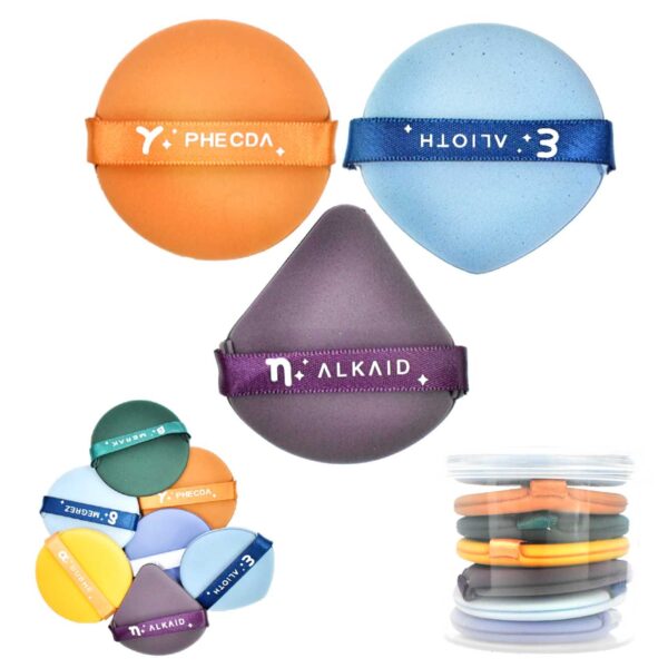 Set De Borlas Aplicadoras De Maquillaje En Frasco Plastico 7pcs