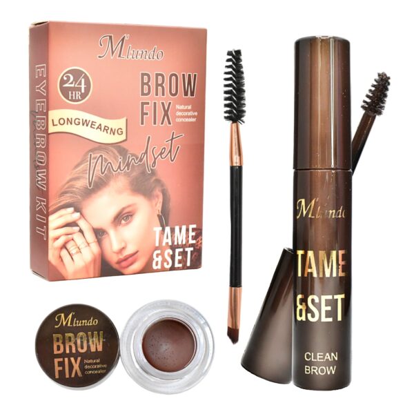 Crema Y Pomada Para Cejas Con Brocha Aplicadora Miundo Tame & Set Caja Cafe