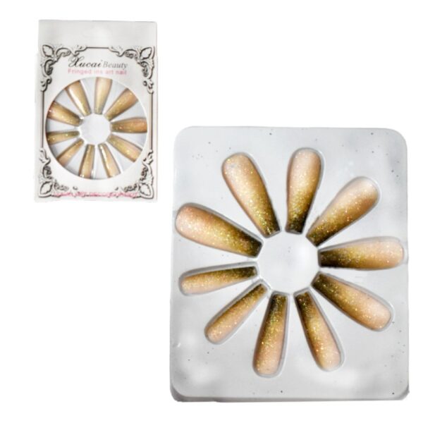 Uñas Press On Nails En Espiral VV Xucai 12pcs Con Pegatina