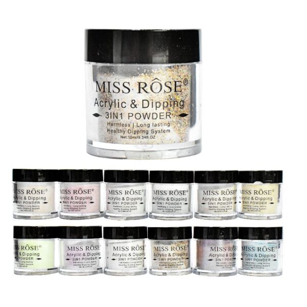 Acrílico Colores Surtidos Con Glitter Miss Rose 10 Ml