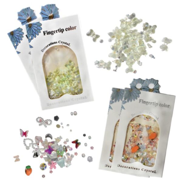 Decoraciones Para uñas Sobre Blanco con Flores Azules Decorations Crystal