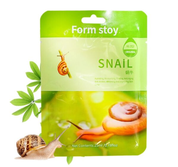 Sobre mascarilla facial de caracol FORM STOY empaque verde claro