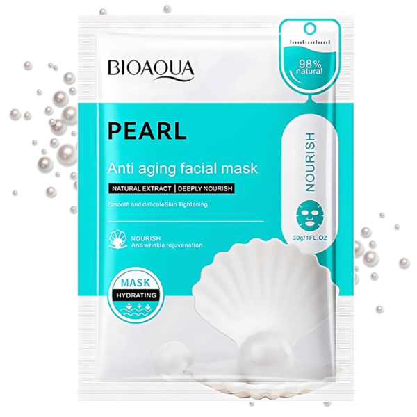 Mascarilla facial en sobre blanqueadora y anti-envejecimiento BIOAQUA presentacion de Perlas