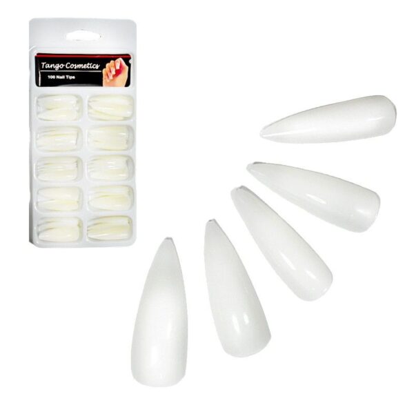 Set de uñas estilo almendra naturales empaque blanco