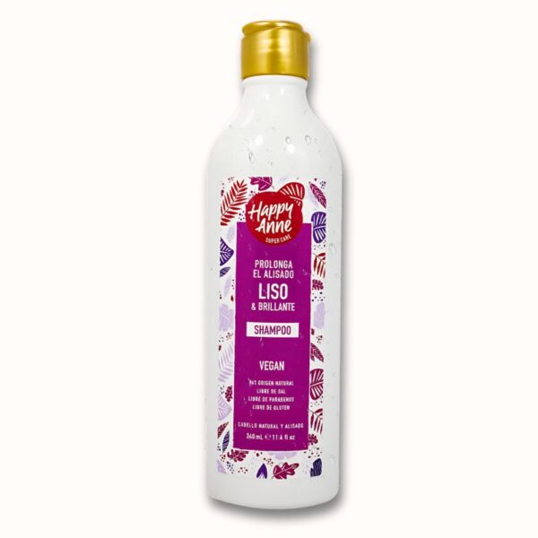 PREVENTA HAPPY ANNE SHAMPOO LISO Y BRILLANTE VEGANO S/SAL 340ml