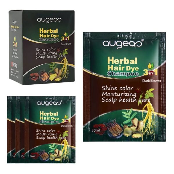 Caja de 10 unidades Shampoo Herbal Hair de Augea Dark Brown