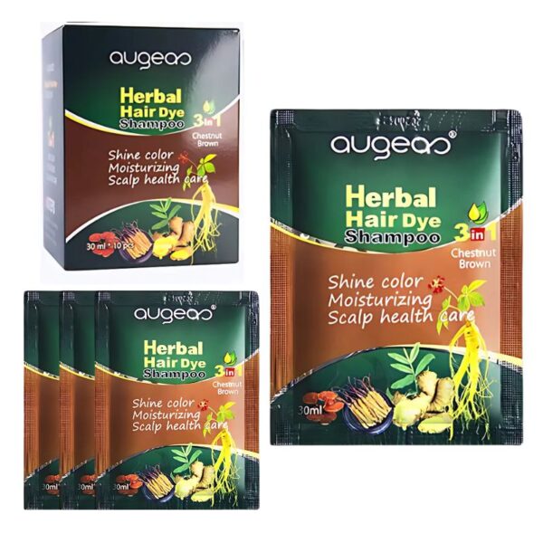 Caja de 10 unidades Shampoo Herbal Hair de Augea Chestnut Brown