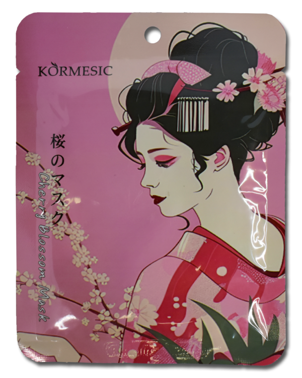 Mascarilla Facial Blanqueadora Kormesic con Empaque de Diseño Geisha en Color Rosado